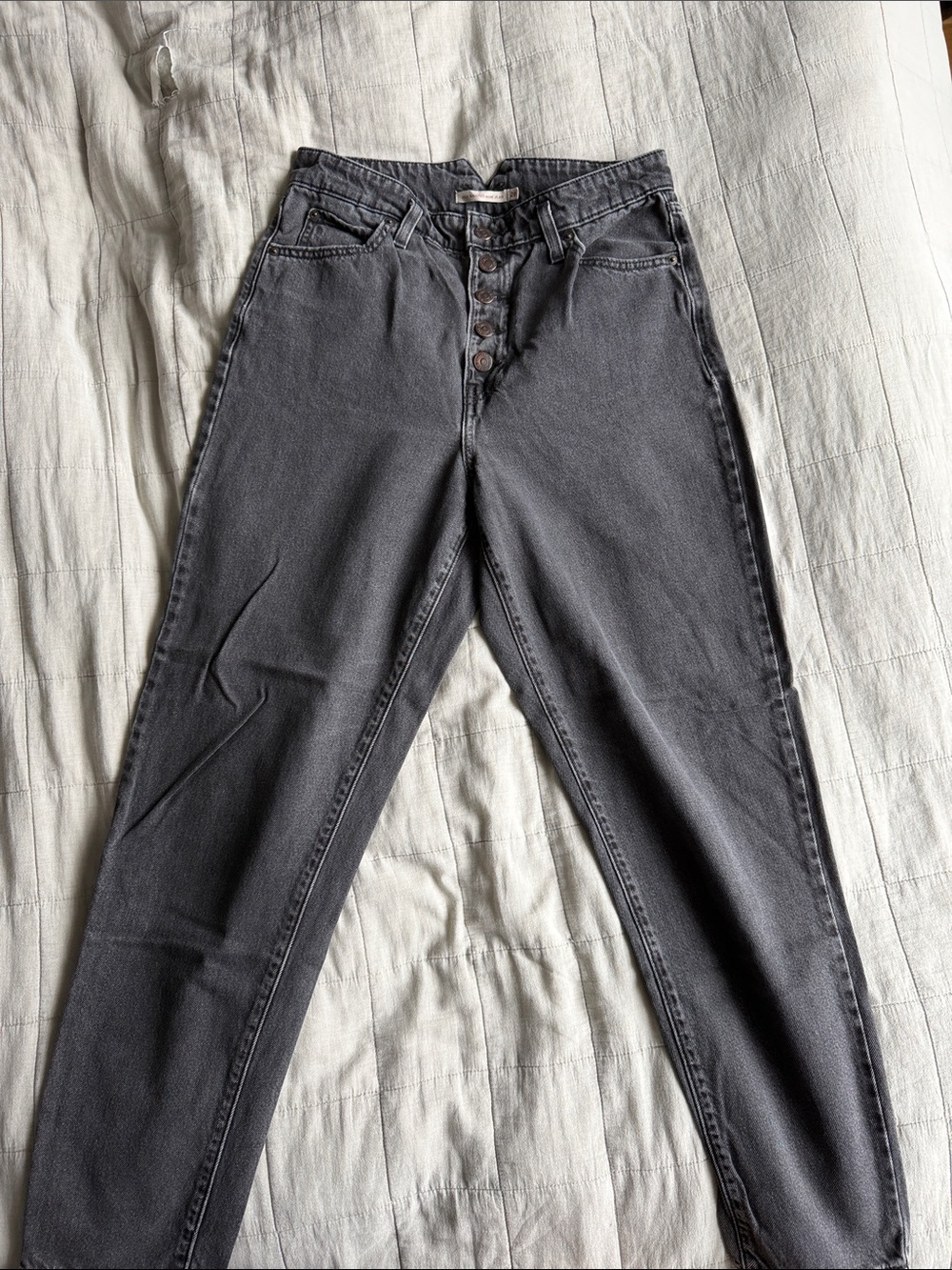 Levi's High-Rise Button-Fly Jeans — Dark Gray